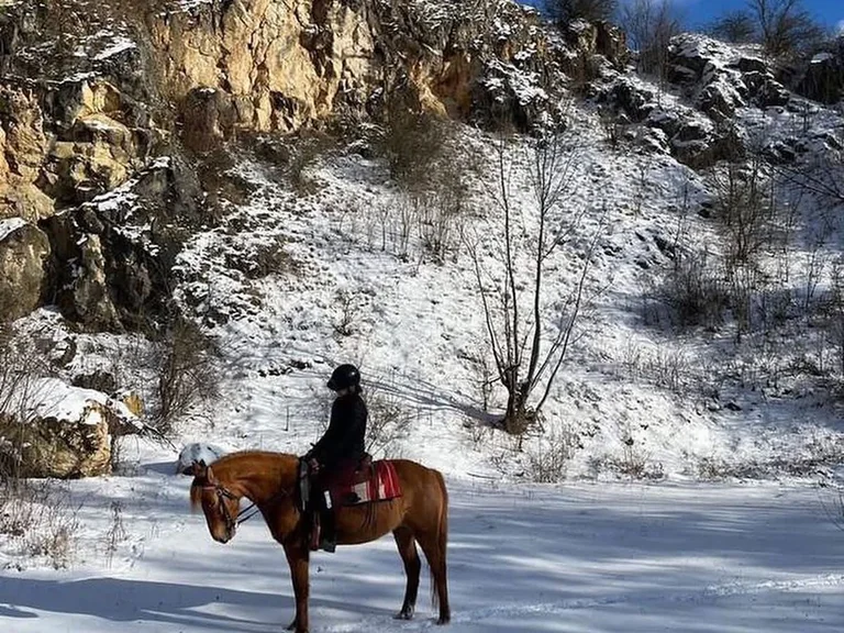 Jazdecká vychádzka v zasnežených horách
